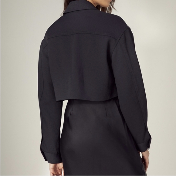 ARITZIA WILFRED Little Cropped Jacket Button Up Long Sleeve Collared Shirt Black - Picture 7 of 14